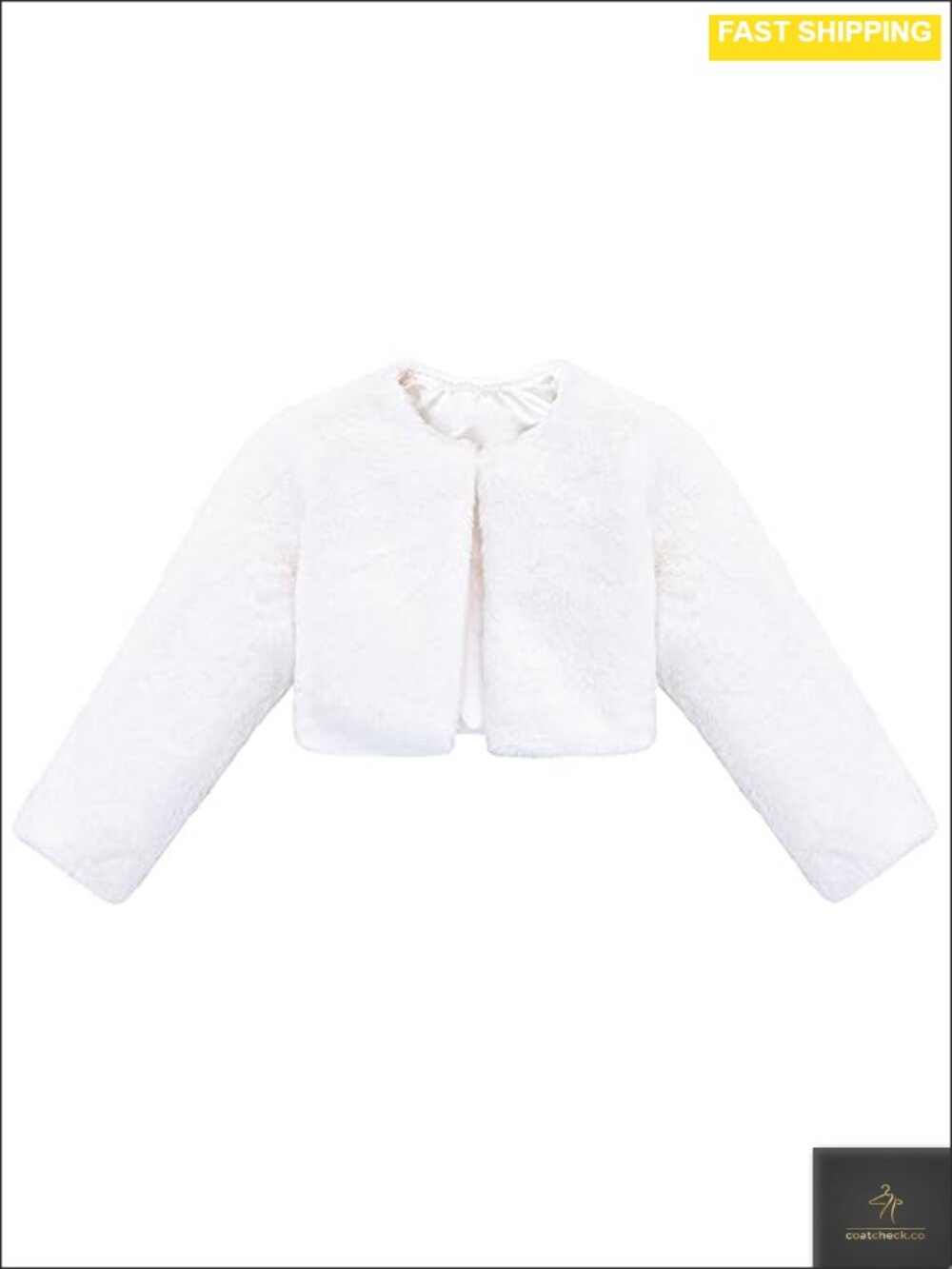 Girls Faux Fur Long Sleeve Crew Neck Dress Coat